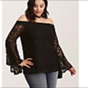 Torrid off the shoulder bell sleeve top